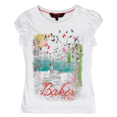 White forest print girls t-shirt