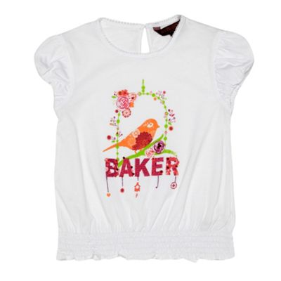 Girls white bird cage short sleeve t-shirt