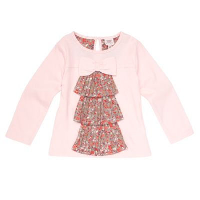 Babys light pink pleated ruffle jersey dress