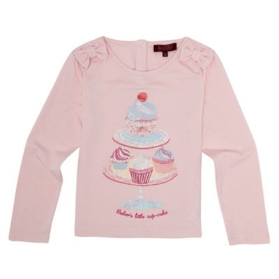 Girls light pink printed cupcake top