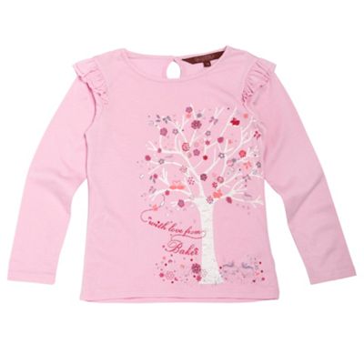 Girls light pink graphic tree top