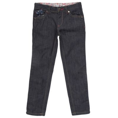 Girls blue sequin pockets skinny jeans
