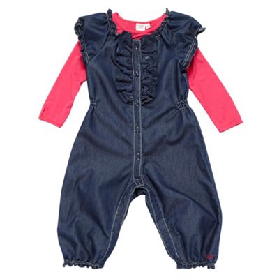 Babys dark blue romper suit with t-shirt