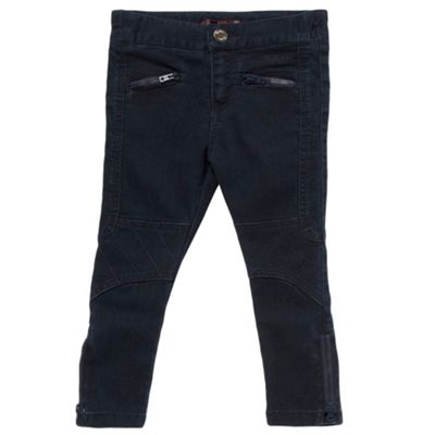Girls dark blue zip pocket jeans