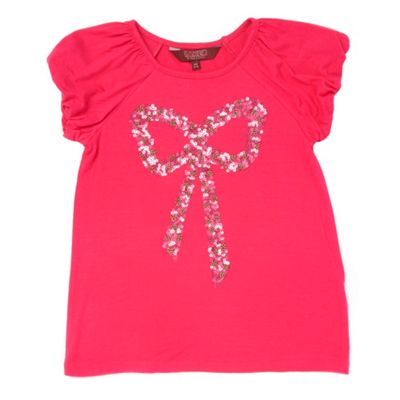 Girls pink sequin bow t-shirt