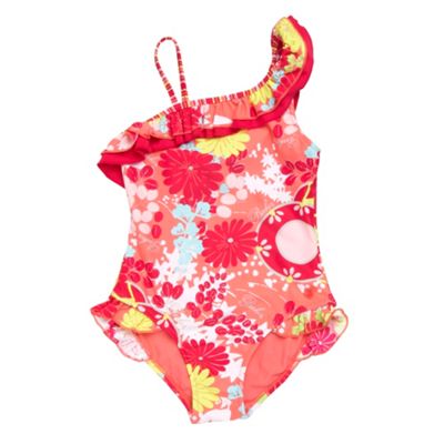 Girls peach floral swimsuit