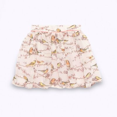 Designer girl's pink bird patterned skirt                                                                                       