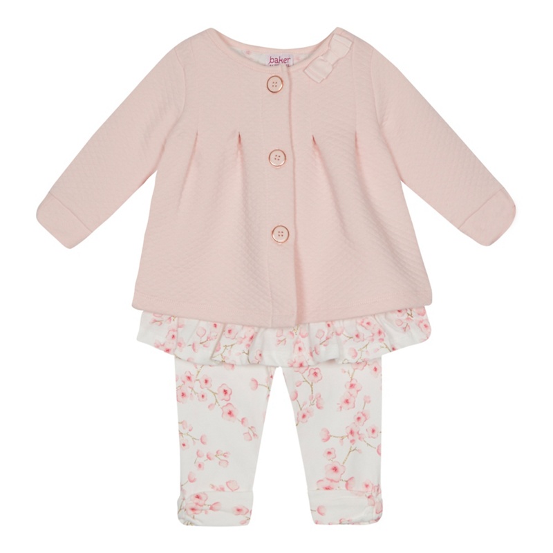 Baker by Ted Baker - Baby Girls' Pink Quilted Mock Jacket And Floral Print Leggings Set Review