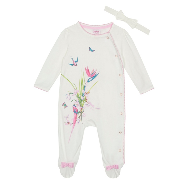 Baker by Ted Baker - 'Baby Girls' White Floral Print Long Sleeve Sleepsuit And Headband Set Review