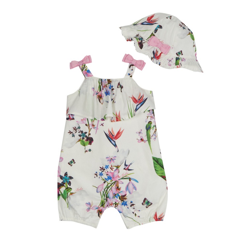 Baker by Ted Baker - 'Baby Girls' White Floral Print Romper Suit And Hat Set Review