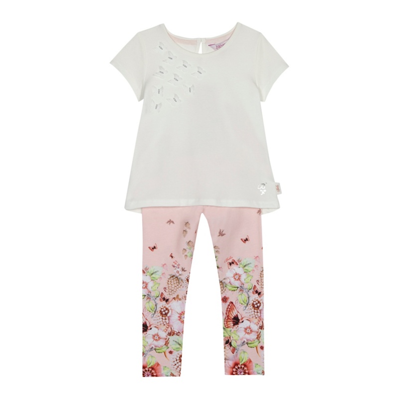 Baker by Ted Baker - Girls' White Butterfly Applique Top And Pink Floral Print Leggings Set Review