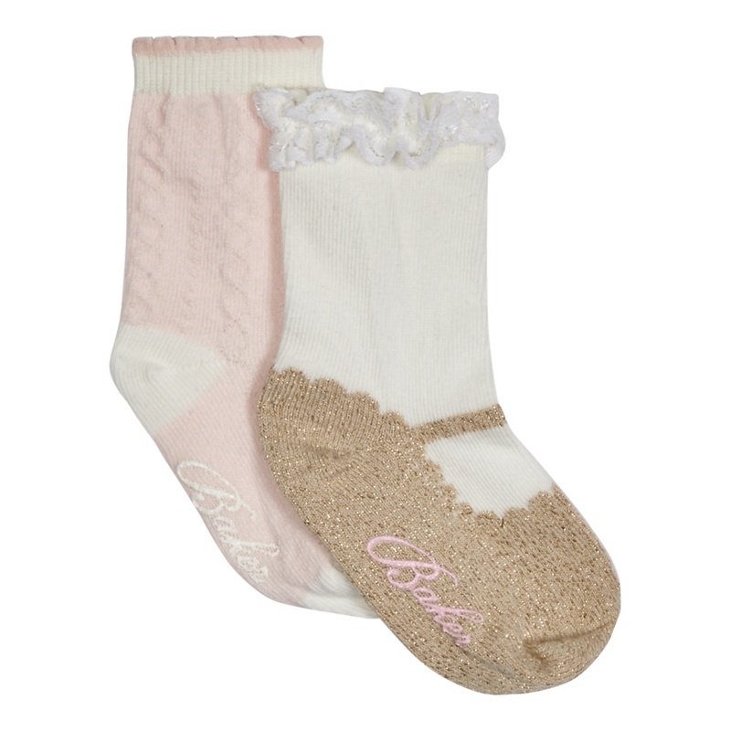 Baker by Ted Baker - Pack Of Two Baby Girls' Pink And Cream Socks Review