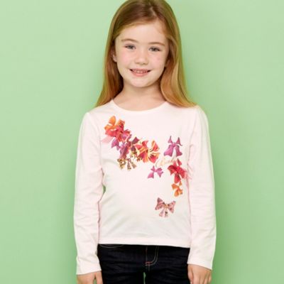 Girls pale pink bow t-shirt