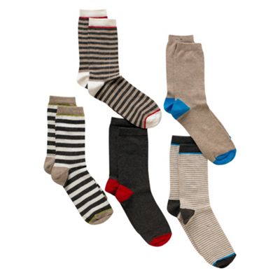 Boys Pack Of Five Striped Socks