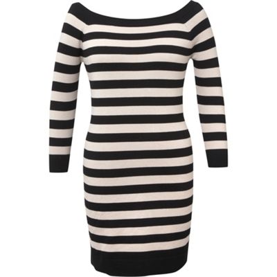 Black & ivory 'Patricia' stripe knit dress