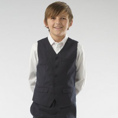 Boys Navy Pinstriped Waistcoat