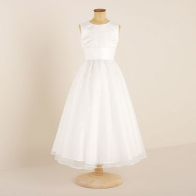 White embroidered mesh dress