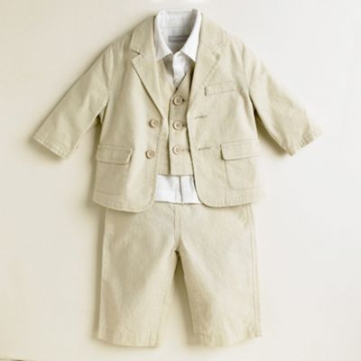 Natural Linen Suit Set for Baby Boys
