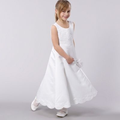 White Scallop Edge Bridesmaid Dress