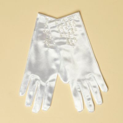 White Satin Gloves For Girls