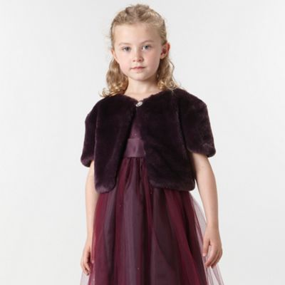 Girls plum faux fur shrug