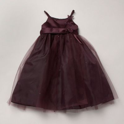 Girls plum diamante butterfly dress