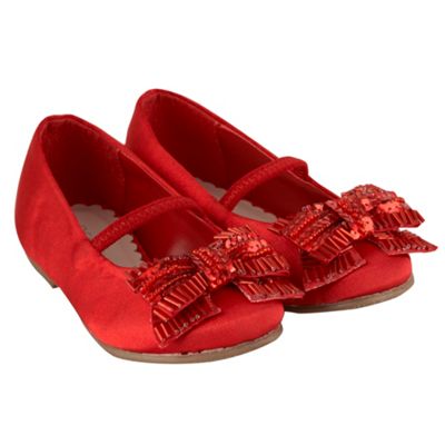 Girl's red beaded bow shoes                                                                                                     