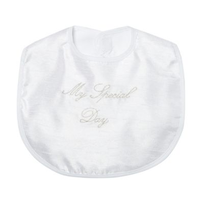 Baby's white 'Special Day' embroidered bib                                                                                      