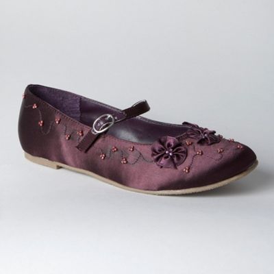 Girl's Plum Beaded Toe Shoes