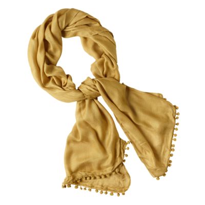 Dark yellow mini pom pom scarf