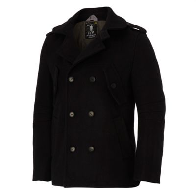 Black double breasted Italian wool coat