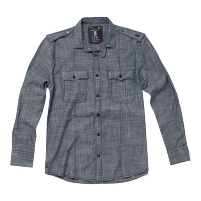Blue long sleeved chambray shirt