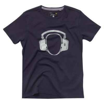 Navy headphone graphic t-shirt
