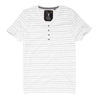 FFP White y-neck striped t-shirt