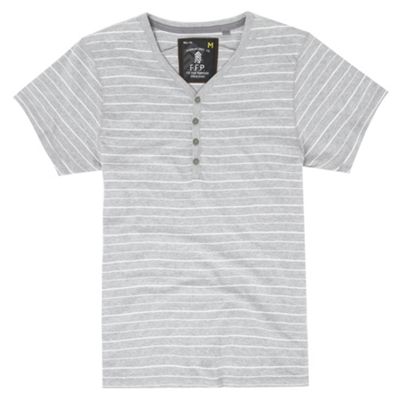 FFP Grey y-neck striped t-shirt