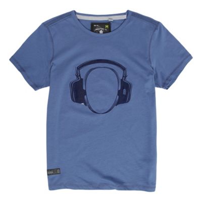 Blue headphones print t-shirt