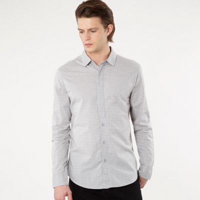 Light grey long sleeve grid check shirt