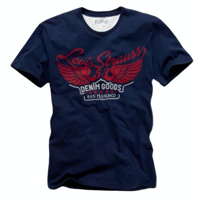 Navy logo and wings t-shirt