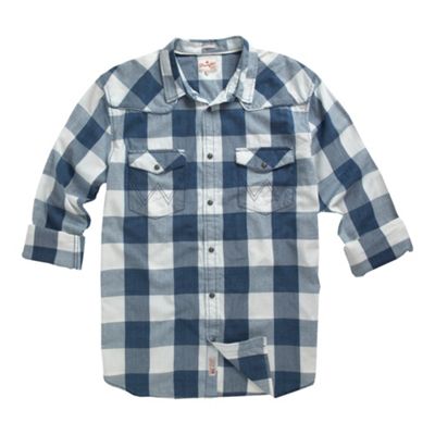 Blue check denim shirt