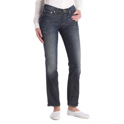 Navy straight fit ripless jeans