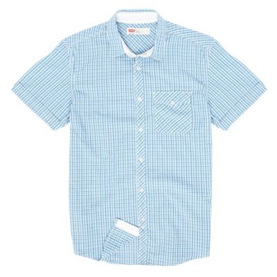 Light blue short sleeved check shirt