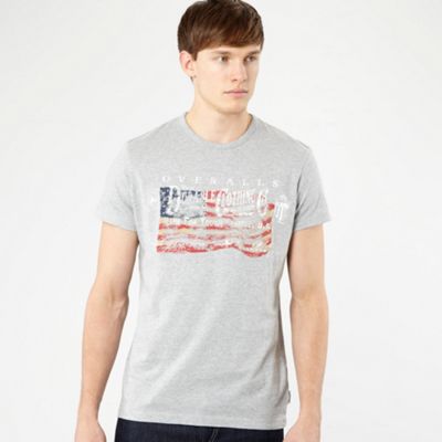 Grey embroidered flag t-shirt