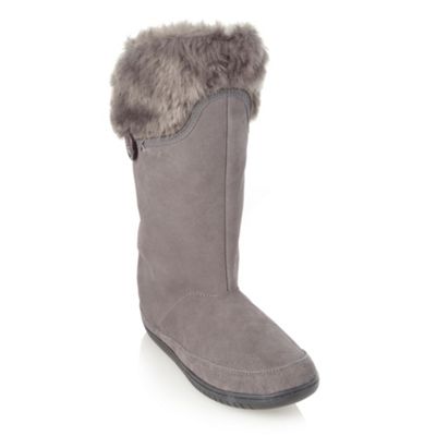 Grey suede rugged boots