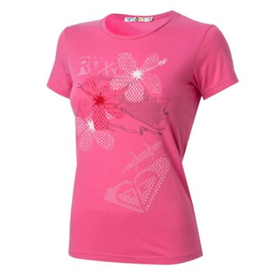 Roxy Bright pink geo flower t-shirt