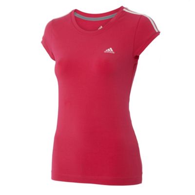Adidas Pink shoulder stripes t-shirt