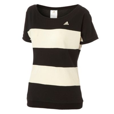 Adidas Black wide stripe t-shirt