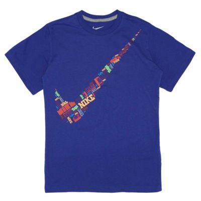 Boys bright blue bold Swoosh t-shirt