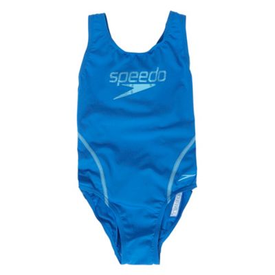 Speedo Girls bright blue Spiralize swimsuit