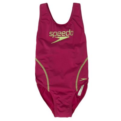 Speedo Plum girls Spiralize swimsuit