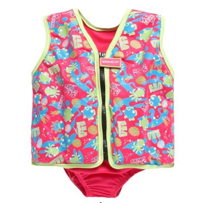 Girls bright pink padded swimming vest